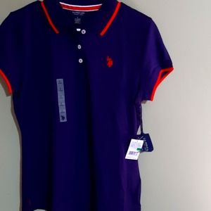 U.S. POLO ASSN. WOMENS NAVY AND RED POLO size L